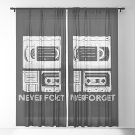 Never Forget VHS Cassette Floppy Funny Sheer Curtain