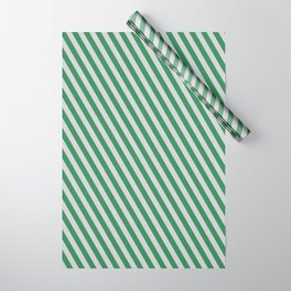 [ Thumbnail: Sea Green and Light Grey Colored Striped Pattern Wrapping Paper ]