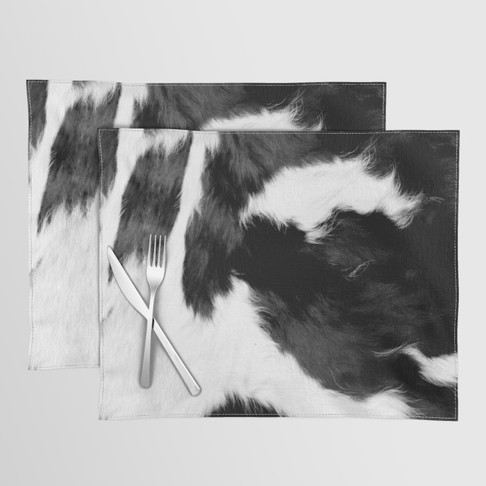 Primitive Hygge Cowhide in Black and White Placemat
