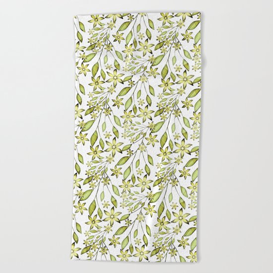 delicate floral pattern. Beach Towel