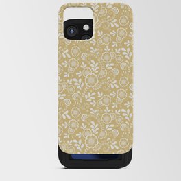 Tan And White Eastern Floral Pattern iPhone Card Case