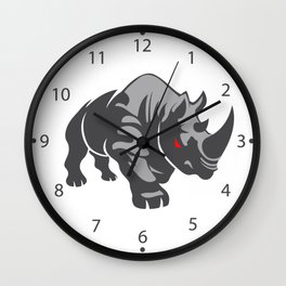 Angry rhino Wall Clock