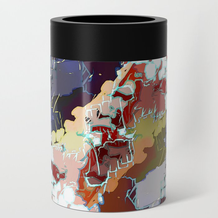 Modern, abstract pattern, white, colorful Can Cooler