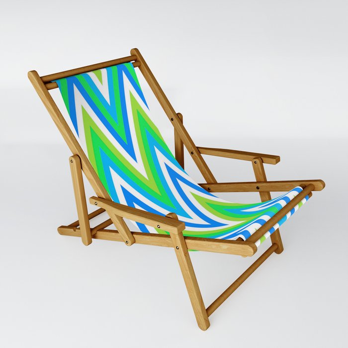 Chevron Design In Blue Green Yellow Zigzags Sling Chair
