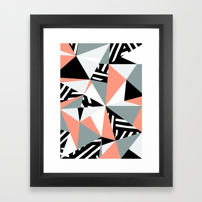 Modern Geometric 45 Pink Framed Art Print