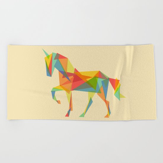 Fractal Geometric Unicorn Beach Towel