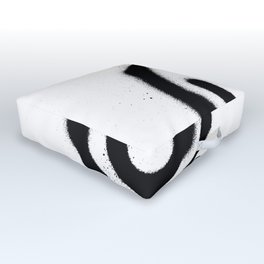 graffiti smiling face emoticon in black on white Outdoor Floor Cushion