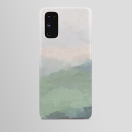 Farmland Sunset III - Seafoam Green Mint Black Blush Pink Abstract Nature Land Art Painting Android Case