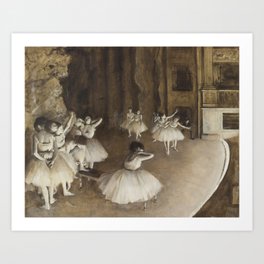 Ballet Rehearsal on Stage by Edgar Degas Art Print