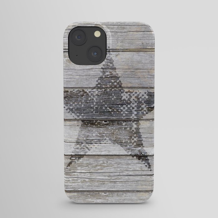 Grunge Star on old weathered grey wood iPhone Case