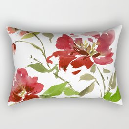 Blooming Red Florals Rectangular Pillow