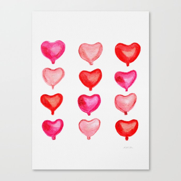 Red Hearts Valentines Canvas Print
