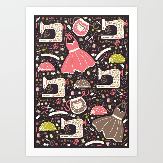 Vintage Sewing Art Print