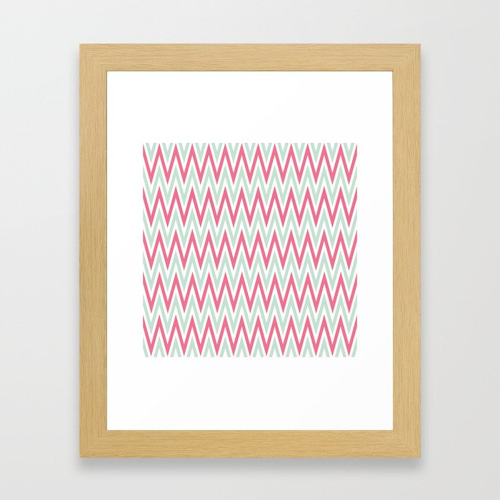 Zigzag pattern - blue and  pink Framed Art Print