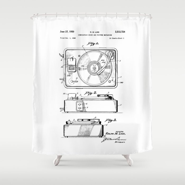 Turntable Patent Shower Curtain