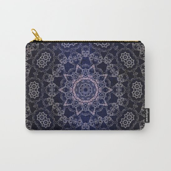 Glowing Nirvana Mandala On Deep Blue Textured Background Carry-All Pouch