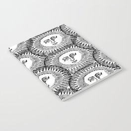Sun Black and white face illustration  Notebook