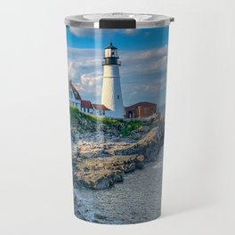Ocean Beach New England Lighthouse Portland Landscape Travel Mug