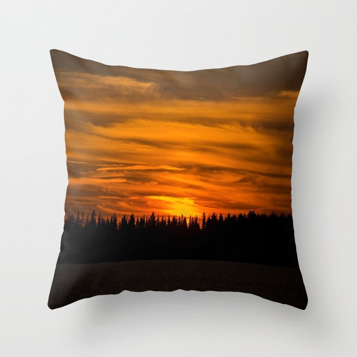 Cloudy Sunset With Forest Line - Scenic Landscape #decor #society6 #buyart Throw Pillow