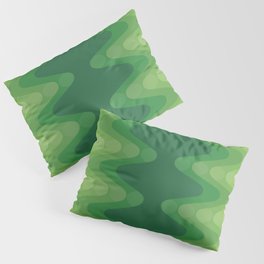 Retro 1970s Style Sonic Wave Pattern 230 Green Pillow Sham
