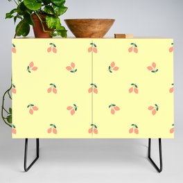 Bohemian Hand Drawn Bright Yellow and Peach and Floral Print Credenza