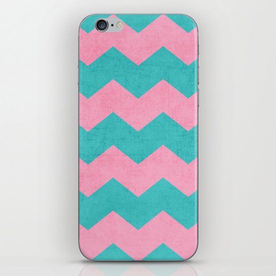 chevron - pink and aqua iPhone Skin