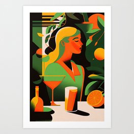 Woman and Cocktail Abstract Art #28 Art Print