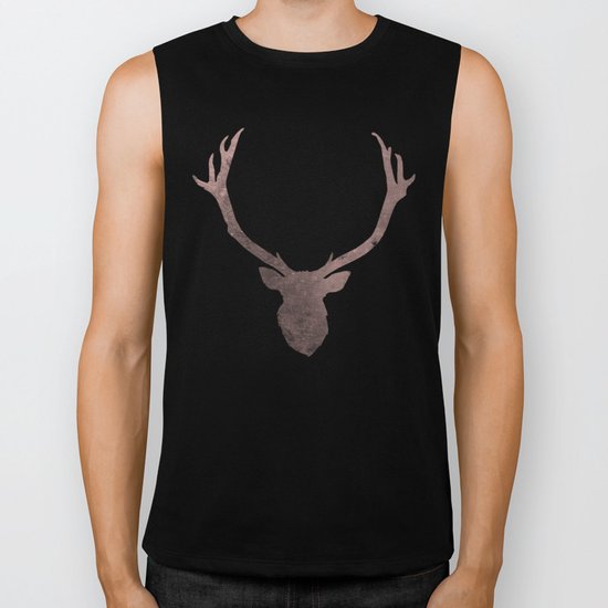 Deer stag silhouette grunge design Biker Tank
