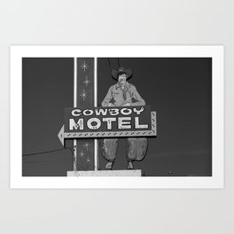 Route 66 - Cowboy Motel 2007 BW Art Print