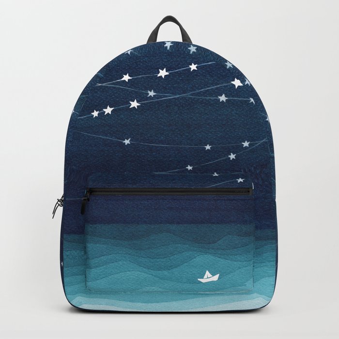 Garlands of stars, watercolor teal ocean Backpack