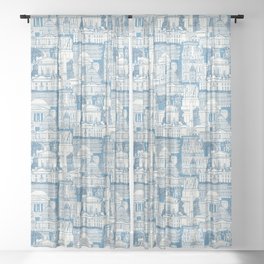 Washington DC toile blue Sheer Curtain
