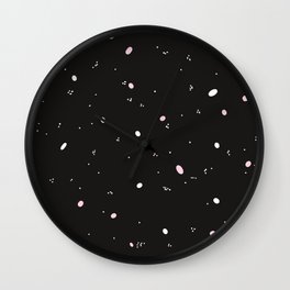 Black and white with pale pink abstract polka dots pattern Wall Clock