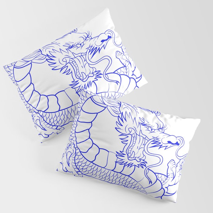 Blue Chinese dragon Pillow Sham