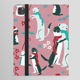 Weasel hugs Christmas in pink iPad Folio Case