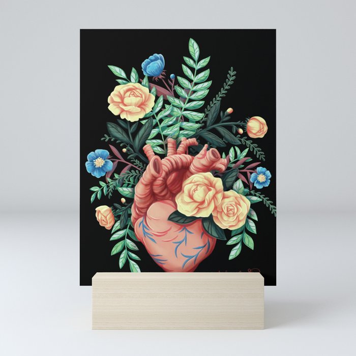 Floral Heart Painting Mini Art Print