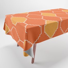 70s 60s Retro Orange Mid-Century Kilim Pattern Tablecloth