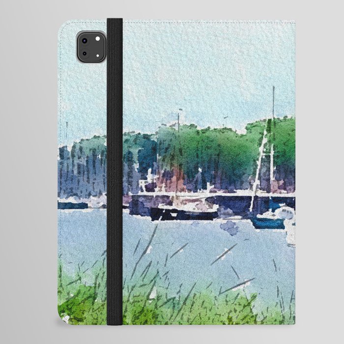 Watercolor Sail Boat Digital Art Painting iPad Folio Case