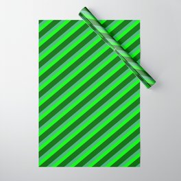 [ Thumbnail: Sea Green, Lime & Dark Green Colored Stripes/Lines Pattern Wrapping Paper ]