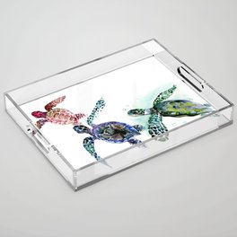 Sea Turtle Family, family art Acrylic Tray