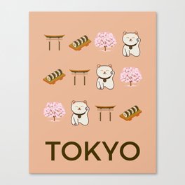Tokyo Retro Art Vacations Pink Boho Decor Modern Decor Illustration Canvas Print