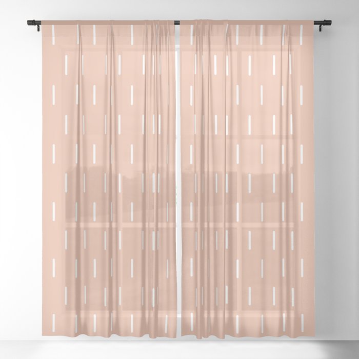 Modern Boho Minimal Pattern, Pink and White Sheer Curtain