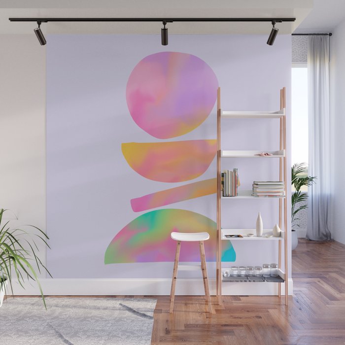 Abstract Midcentury Rainbow shapes Wall Mural