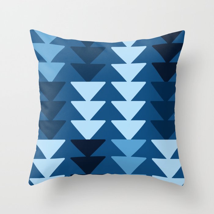 Classic Blue African style boho arrows Throw Pillow