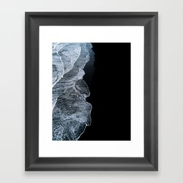Waves on a black sand beach in iceland - minimalist Landscape Photography Framed Art Print