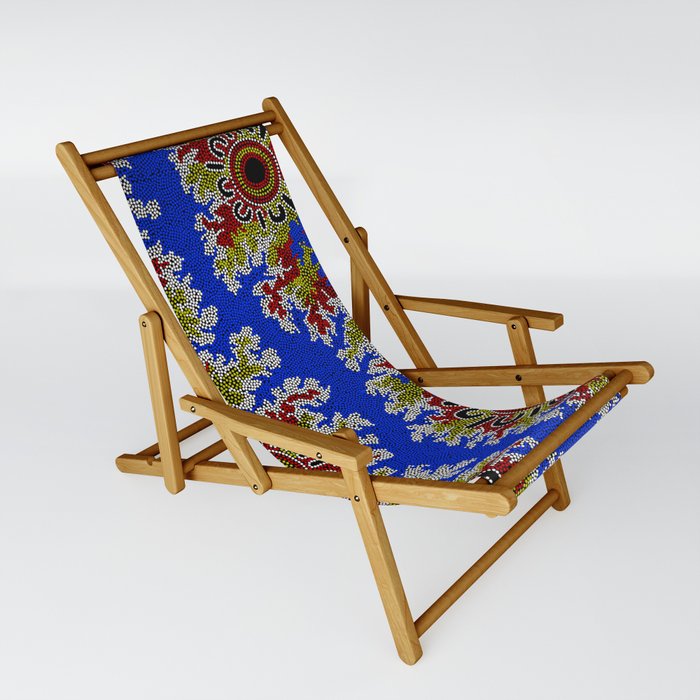 Authentic Aboriginal Art - Waterholes Corela Sling Chair