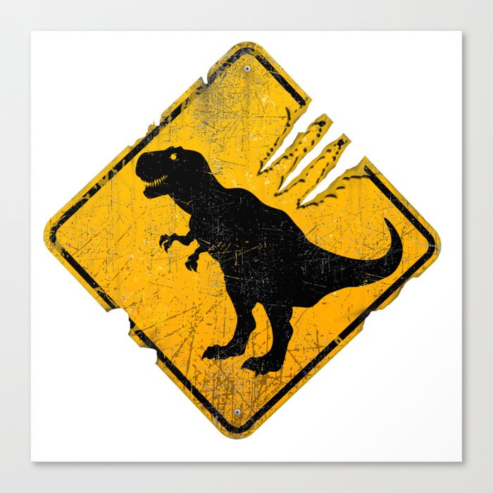 T-Rex Crossing Sign Canvas Print