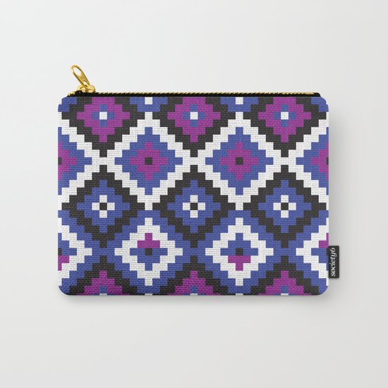 Aztec pattern - blue, purple, black, white Carry-All Pouch