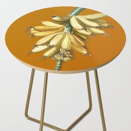 Vintage Banana Botanical Illustration on Bright Orange Side Table