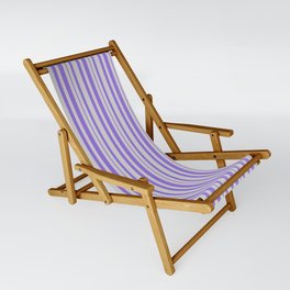 [ Thumbnail: Light Gray & Purple Colored Lines Pattern Sling Chair ]