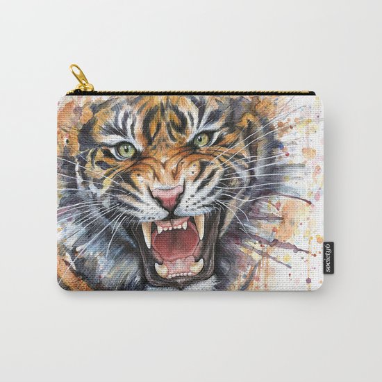 Tiger Roaring Wild Jungle Animal Carry-All Pouch